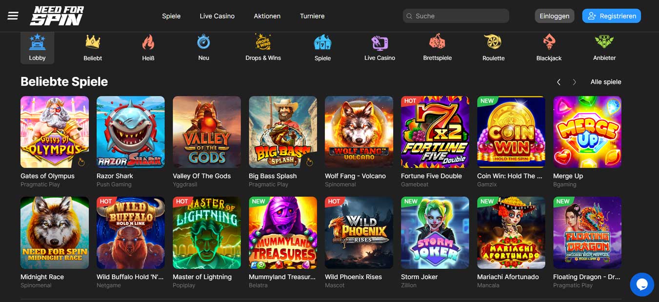 need for spin casino login